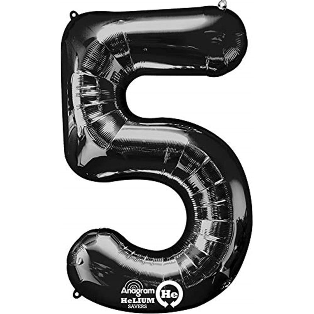 imageAnagram Number 5 Black Foil Balloon 34quot30144