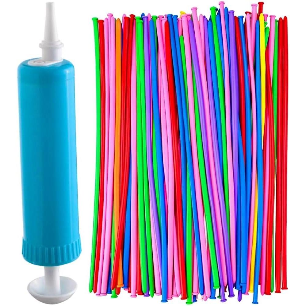 imageAssorted Color Twisty Latex Balloon Kit with Pump Pack of 40 Perfect for Birthdays Showers ampamp Parties12 Packs of 40