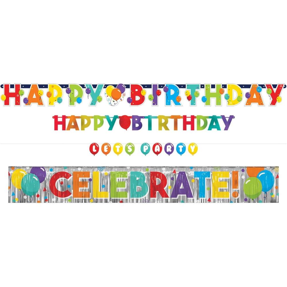 imageBirthday Celebration Multicolor Paper ampamp Foil Banners Sizes 16 45 5 ampamp 75  Pack Of 4  Perfect For FunFilled Celebrations