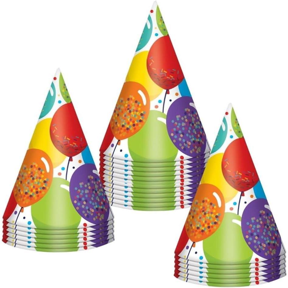 imageBirthday Celebration Paper Cone Hats  7quot 24 Pcs  Multicolor Party Hats for Birthday Parties