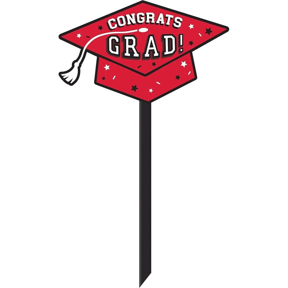 imageBlue quotCongrats Gradquot Lawn Sign 975quot x 136quot 1 Pc High Quality Material Perfect Graduation Celebrations ampamp DecorationsApple Red