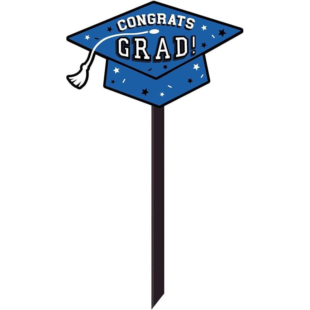 imageBlue quotCongrats Gradquot Lawn Sign 975quot x 136quot 1 Pc High Quality Material Perfect Graduation Celebrations ampamp DecorationsBright Royal Blue