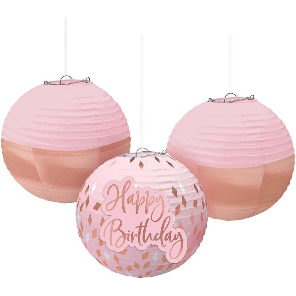 imageBlush Birthday Lanterns with AddOns Pack of 3 95quot Ideal for Birthday Parties ampamp Themed Events