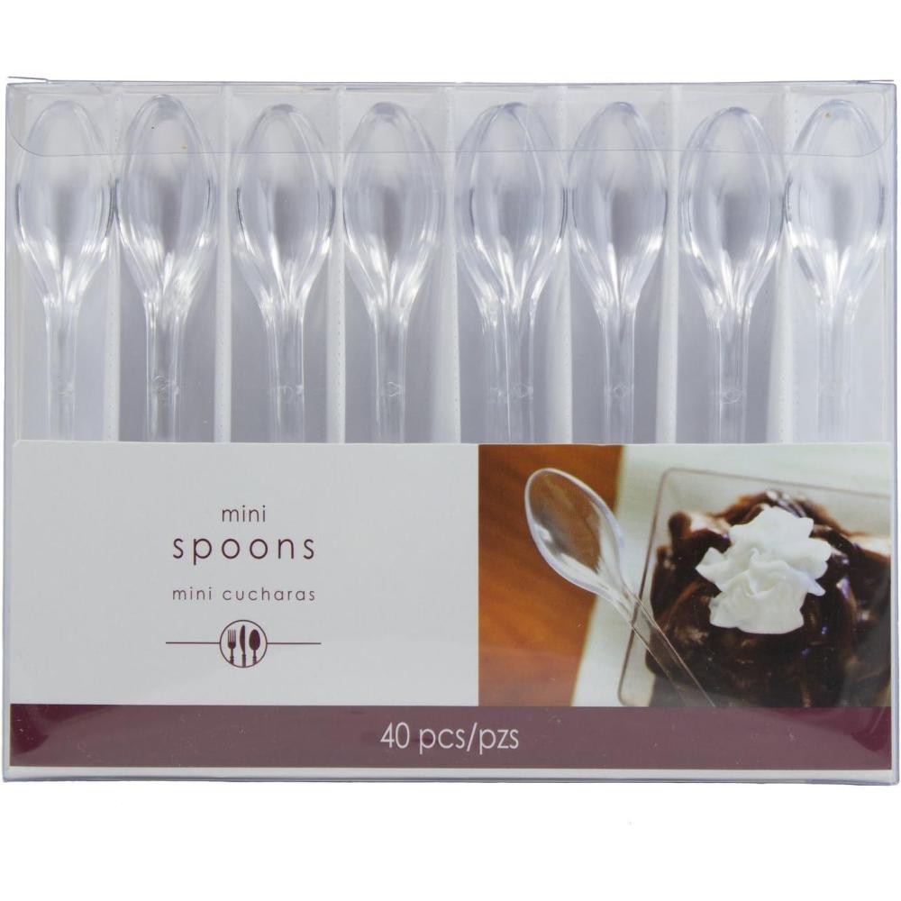 imageClear Mini Plastic Spoons  4quot Pack Of 40  Perfect For Desserts Appetizers ampamp Parties4   Pack Of 40