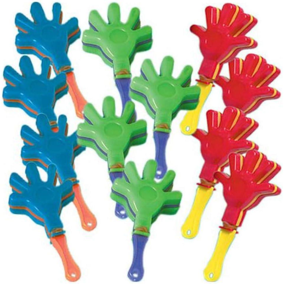 imageColorful Mini Hand Clapper Party Favors  35quot x 175quot x 038quot Pack of 12  Assorted Color Plastic Noisemakers  Perfect for Kids Parties Celebrations and Events6 Packs of 12