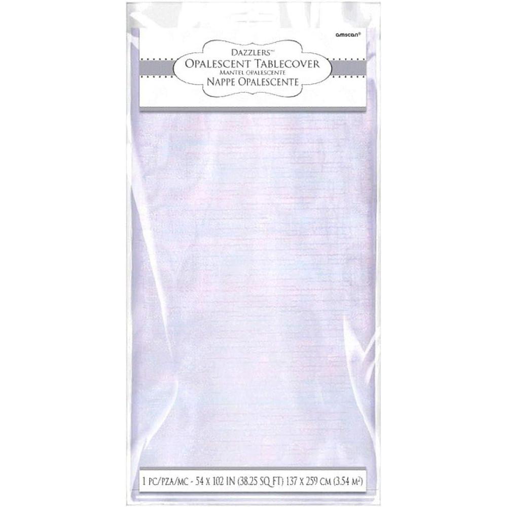 imageDazzler Rectangular Pink Opalescent Disposable Tablecover  54quot x 102quot 1 Pc  Premium Easy CleanUp Plastic Tablecloth  Perfect for Parties ampamp EventsWhite