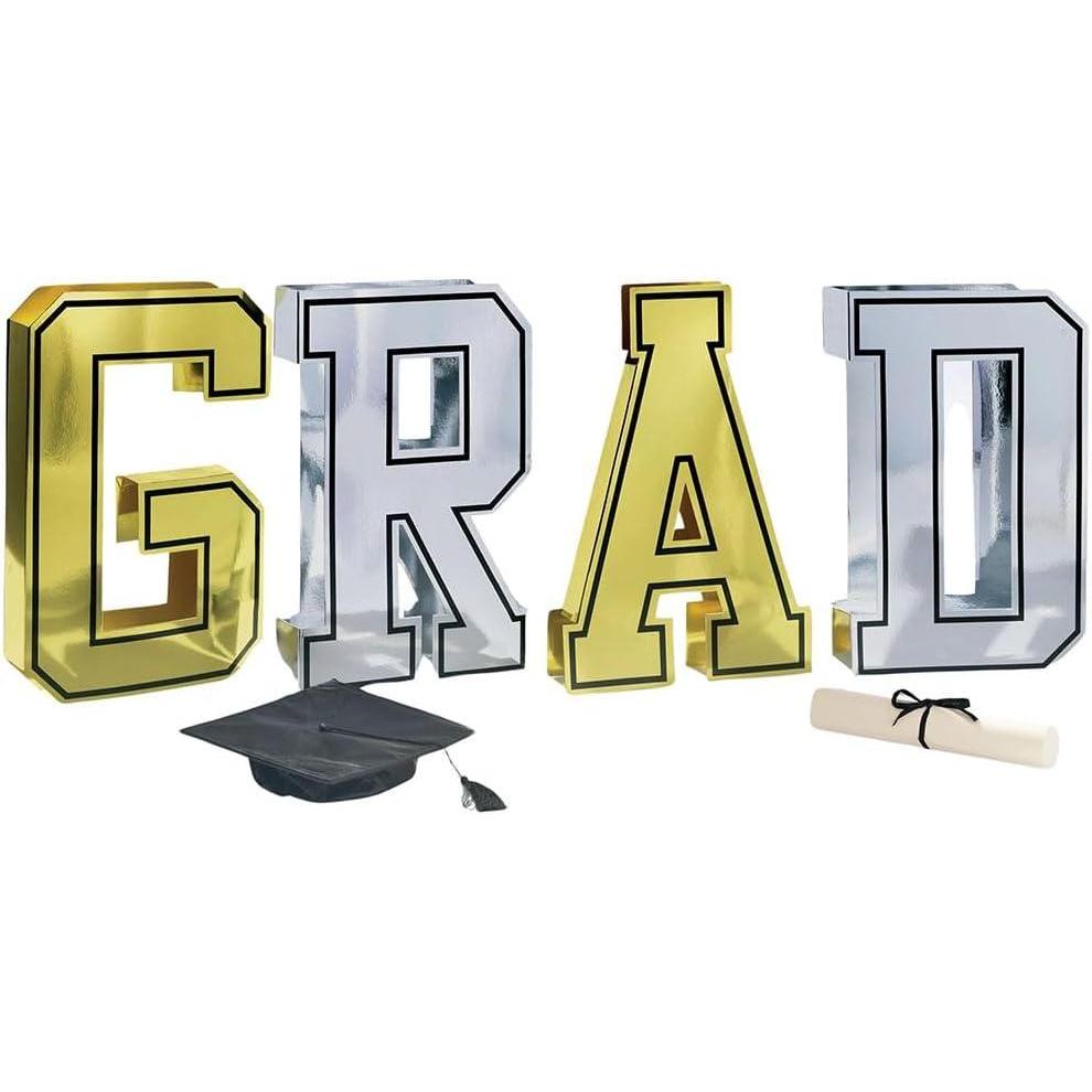 imageDazzling quotGRADquot Foil Centerpiece  9quot x 65quot Letters Pack of 1  EyeCatching Gold Graduation Decor  Perfect Celebration GiftOversized GRAD