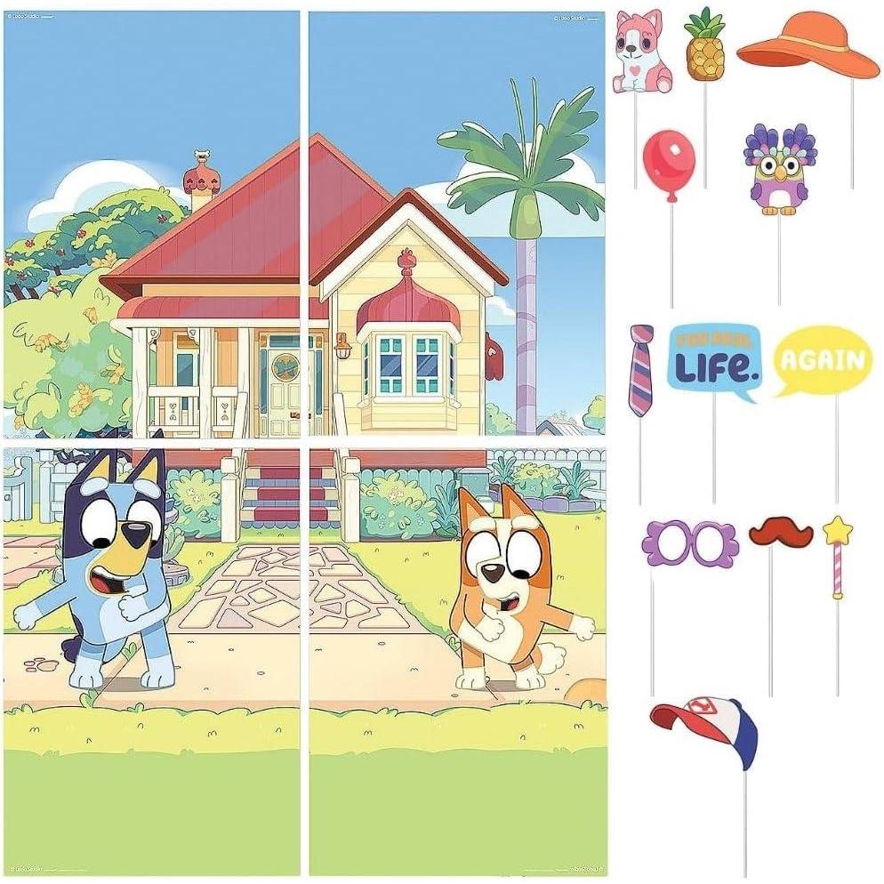 imageExciting Bluey Scene Setter with Props Pack of 16 Multicolor Paper Decorations Ideal for Unforgettable Parties Events ampamp CelebrationsBluey