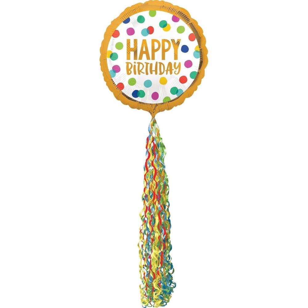 imageGiant Multicolor Happy Dots Birthday Balloon with Tail 32in