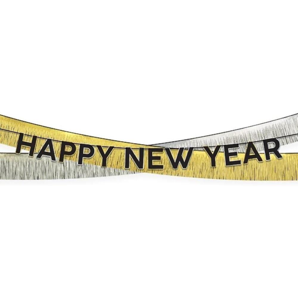 imageGold ampamp Silver Happy New Years Tinsel Garland Banner Kit  525quot x 115quot 1 Set  Ideal for Parties ampamp Celebrations