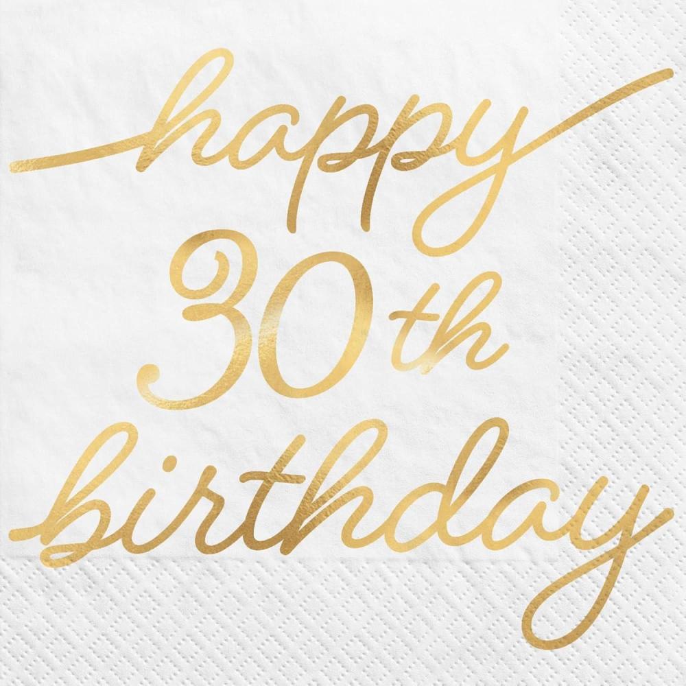 imageGolden Age 40th Birthday Paper Party Napkins  5quot x 5quot  White  Pack of 1630th