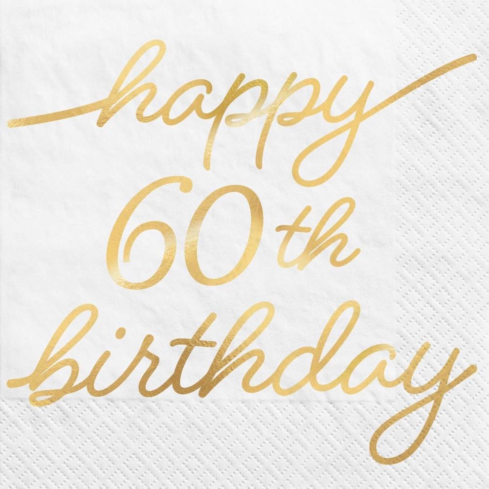 imageGolden Age 40th Birthday Paper Party Napkins  5quot x 5quot  White  Pack of 1660th