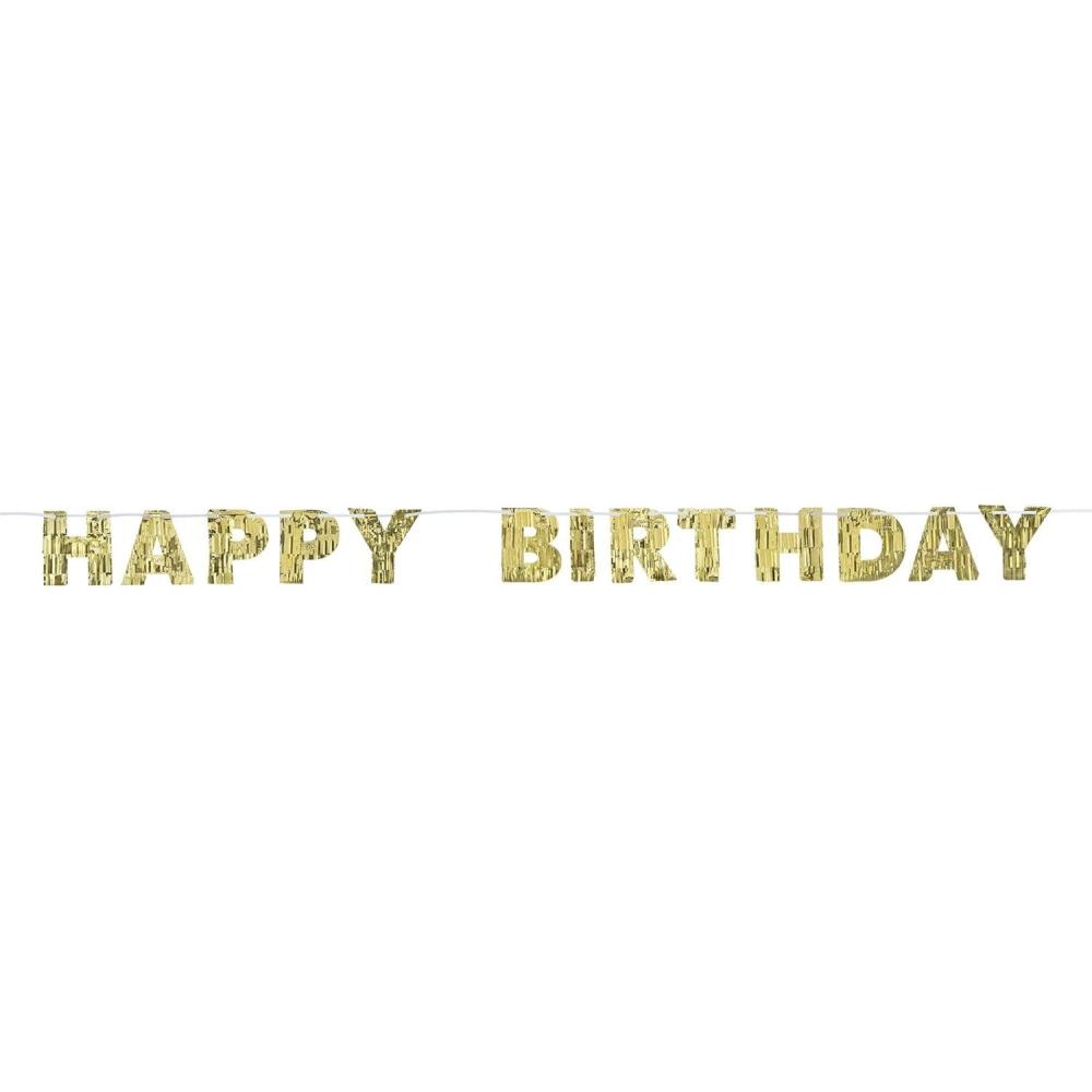 imageGolden Age Birthday Fringed Foil Letter Banner  78 x 65quot Pack Of 1  Elegant Celebration Decor