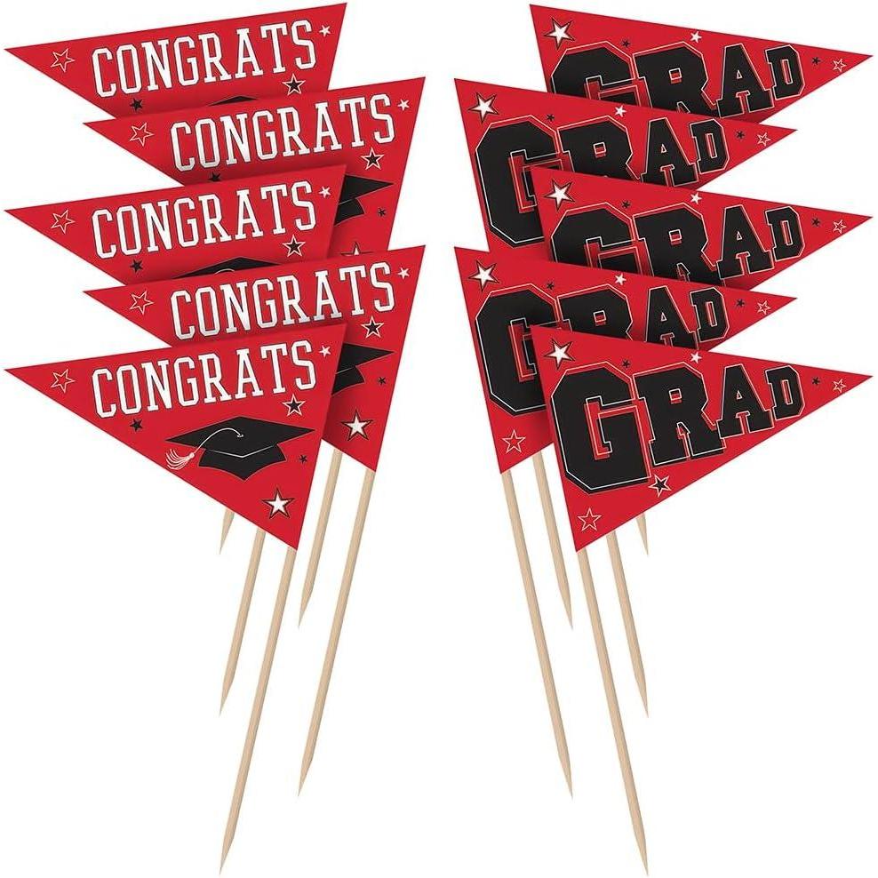 imageGraduation Party Picks  25quot  3quot  Pack of 36 WhiteRed