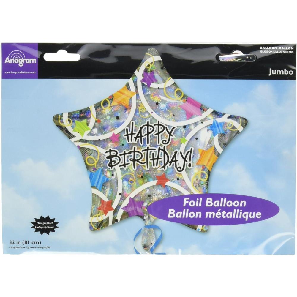 imageHolographic Star Happy Birthday Balloon