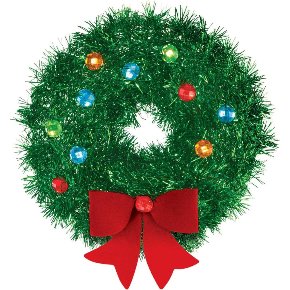 imageMini Green Tinsel Christmas Wreath with Bow  6quot 1 Pc  Festive Decorations for Doors Windows ampamp Holidays of Home Offices ampamp PartiesPack of 1