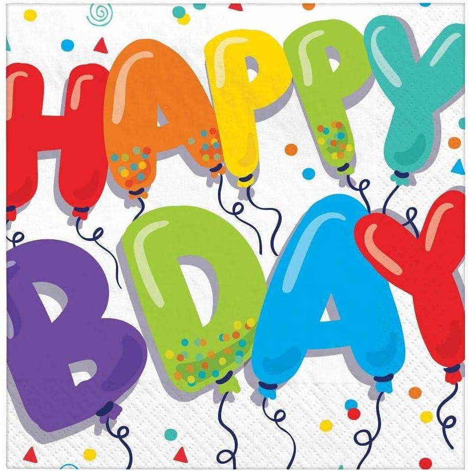imageMulticolor Luncheon Napkins  65quot x 65quot 36Pack  Vibrant ampamp Disposable Paper Napkins for Birthday Parties and Celebrations Wish Big BirthdayBirthday Balloons