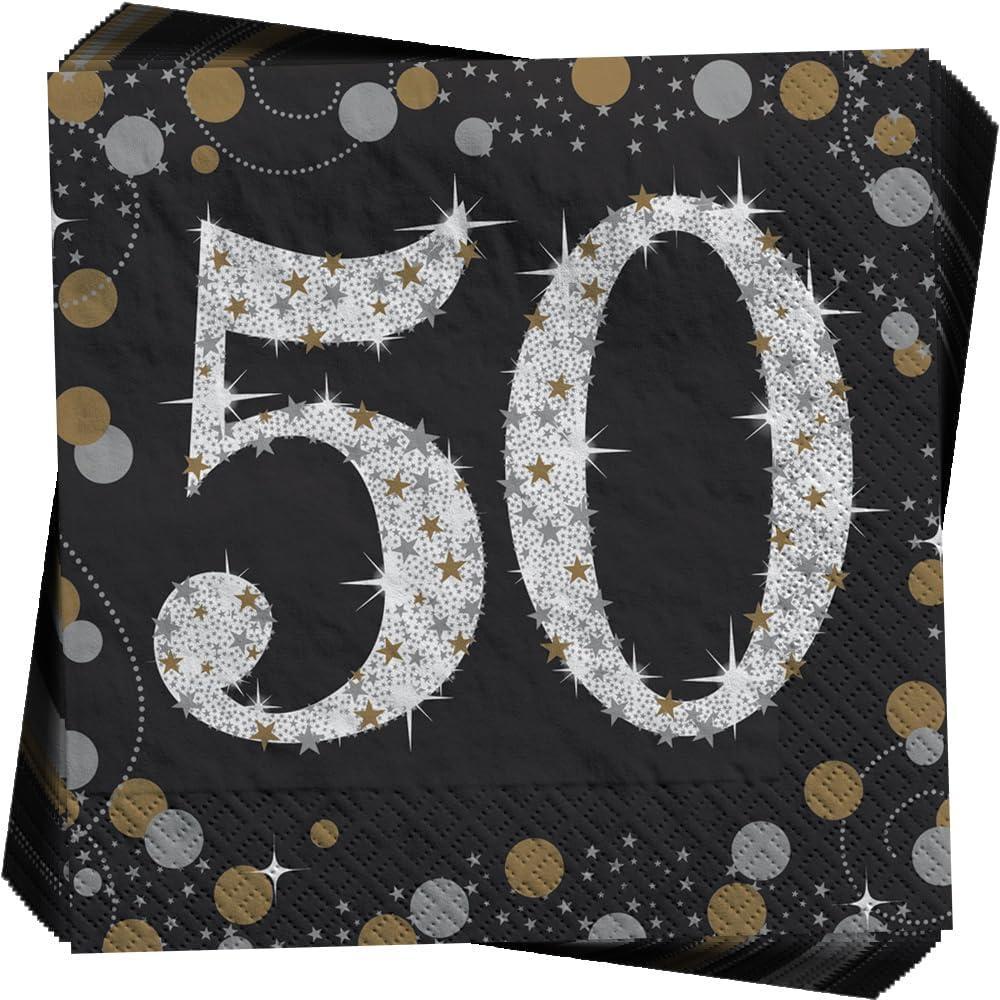 imageMulticolor Sparkling Celebration 50 Beverage Paper Napkins 5quot x 5quot 16 Count  Premium Quality ampamp Absorbent Napkins Perfect For 50th Birthday Parties