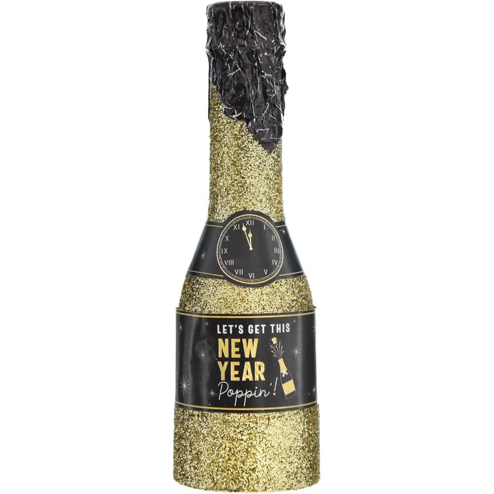 imageNew Years Mini Glitter Bottle Confetti Poppers Set 625quot Paper Pack of 4
