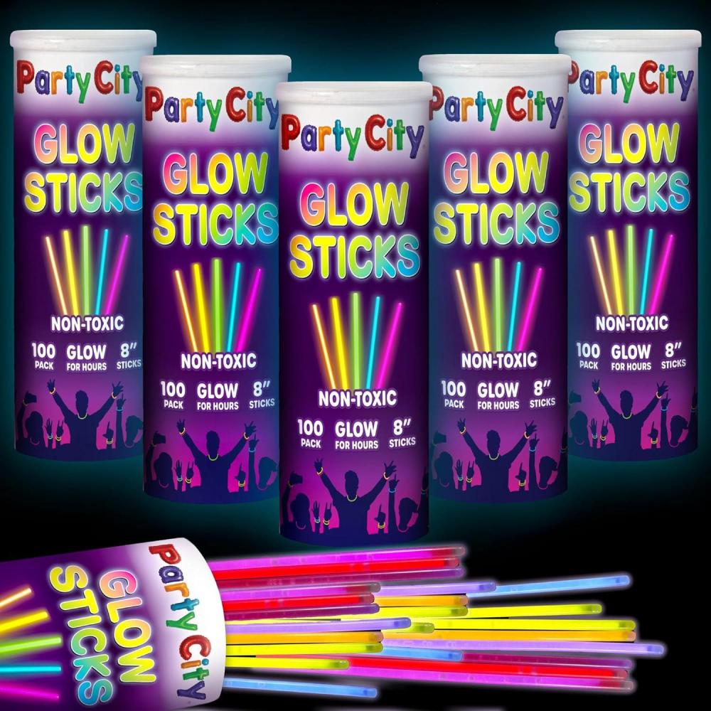 imageParty City 50 Glow Sticks Bulk Party Pack 8 Neon Glow in the Dark Party Supplies Glowsticks with Connectors Bracelets ampamp Necklaces Light Up Favors for Kids Adults Birthdays Parties Decorations500 8 Glow Sticks