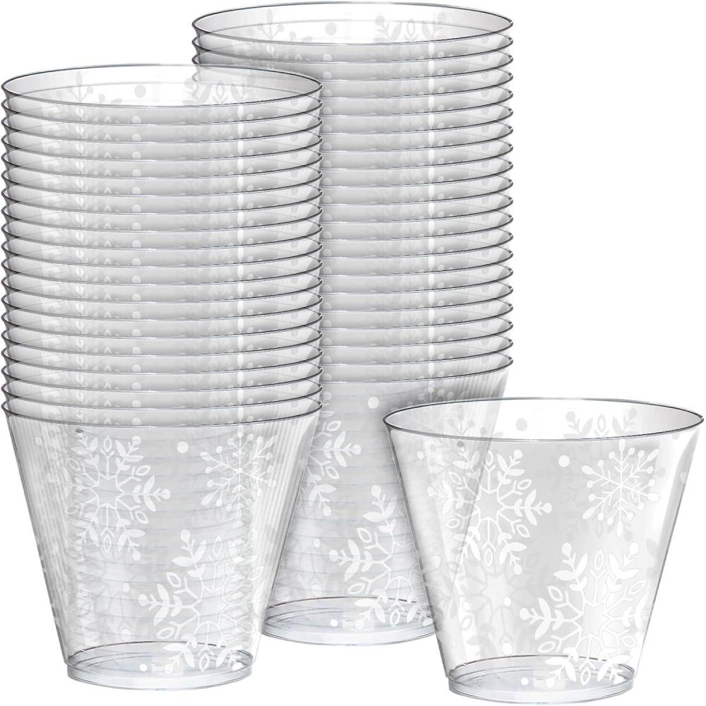 imagePlastic Tumblers  9 oz Pack of 40  Sturdy Reusable and Unique Design  Perfect for Festive Gatherings Parties ampamp Events SnowflakeSnowflake