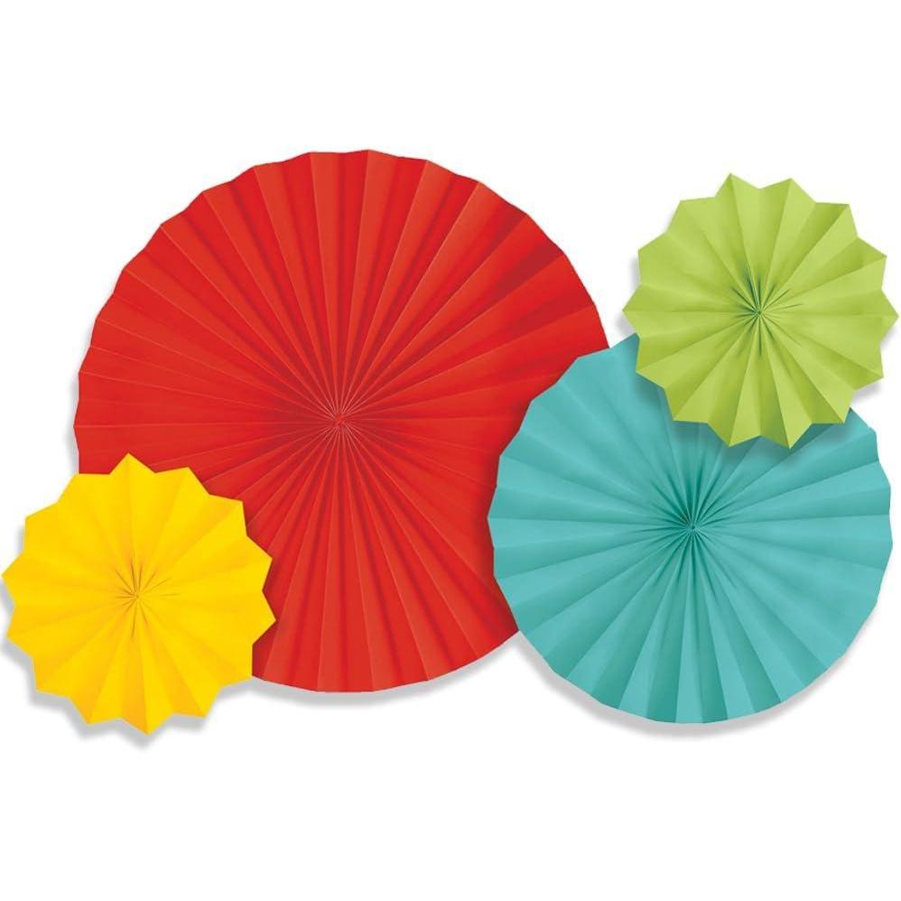 imageRainbow Paper Fans Pack of 4  Assorted Sizes  Perfect for Parties Weddings or Home Decor