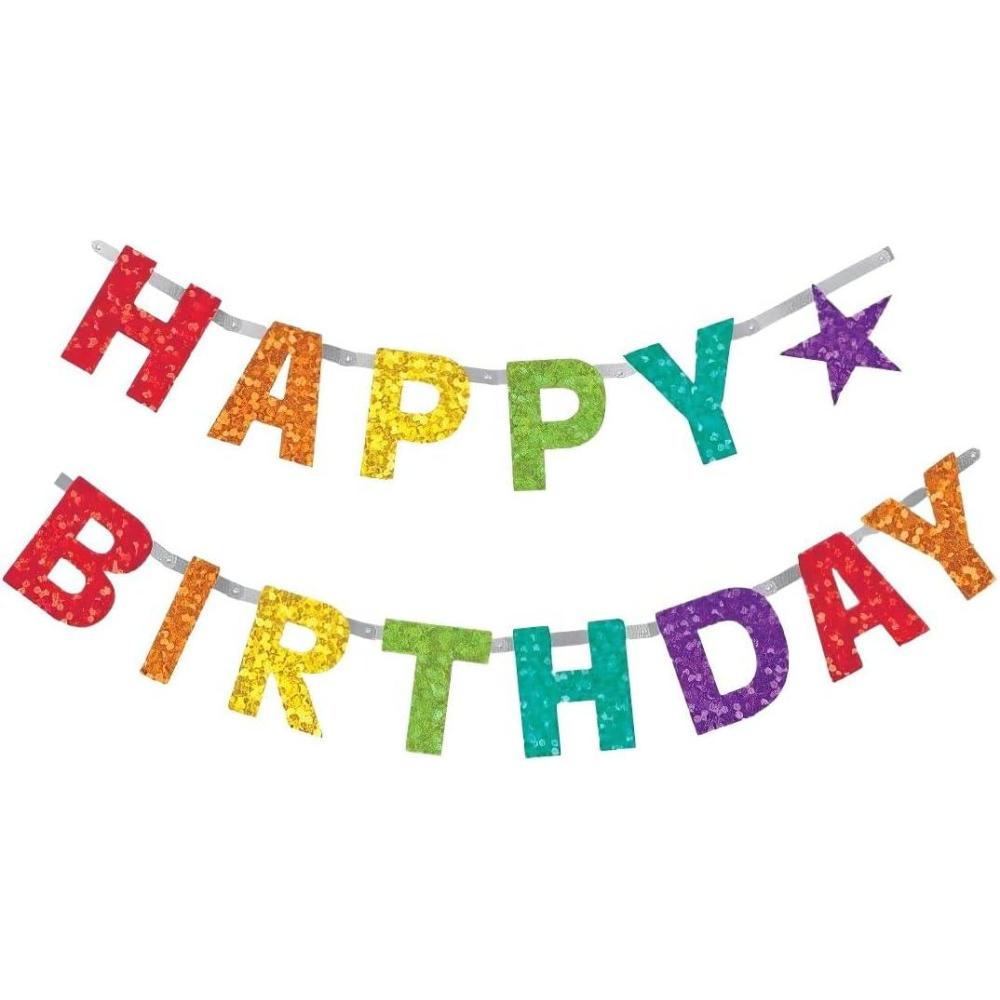 imageRainbow Prismatic Happy Birthday Banner 78 x 65quot Pack Of 1 Sparkling Letter Party Decoration For All Ages