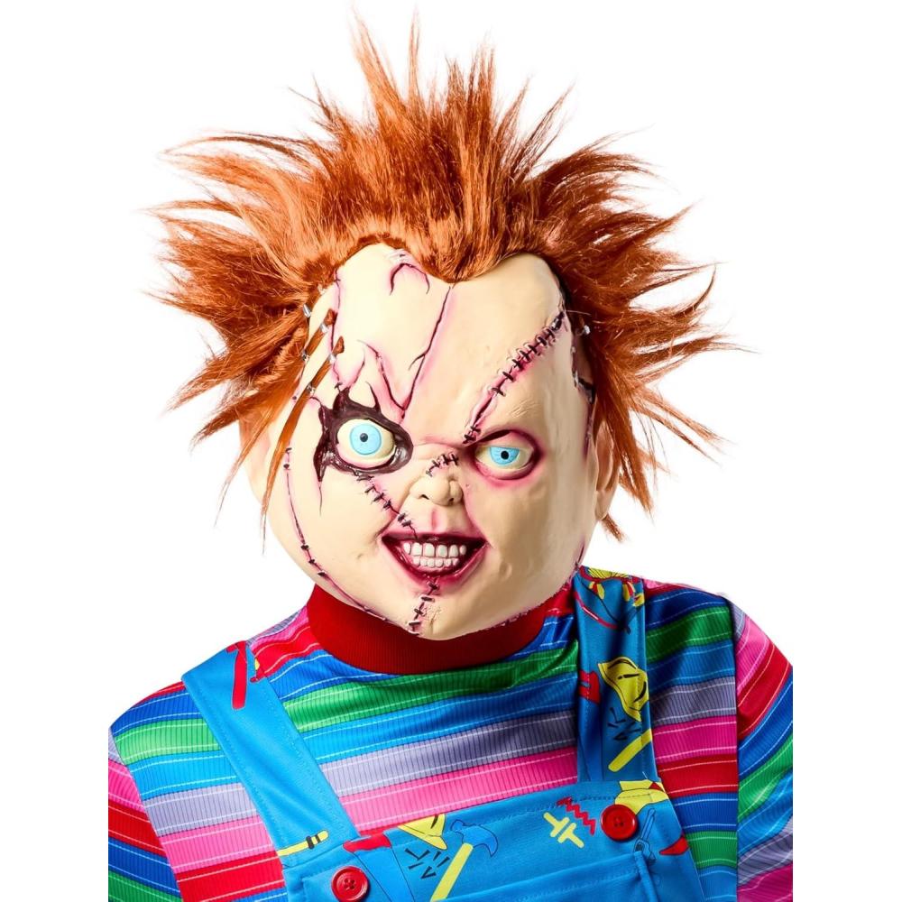 imageRubies Bride of Chucky Movie Chucky Stitched Up 34 Vinyl Costume Mask for Adults One Size for Themed Parties and Halloween
