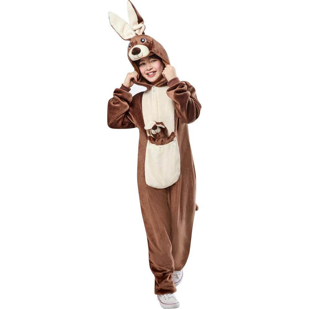 imageRubies Unisex Kids Kangaroo Comfywear OnePiece Plush Hooded Costume Jumpsuit with Joey