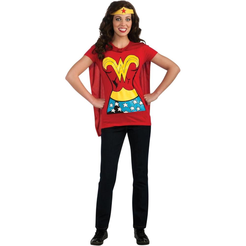 imageRubies Womens DC Comics Wonder Woman TShirt with Cape and Headband