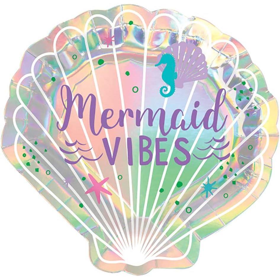 imageShimmering Mermaids ShellShaped Iridescent Plates 7quot 8Pack Unique ampamp Stunning OceanThemed Party Decoration Perfect for Mermaid Lovers