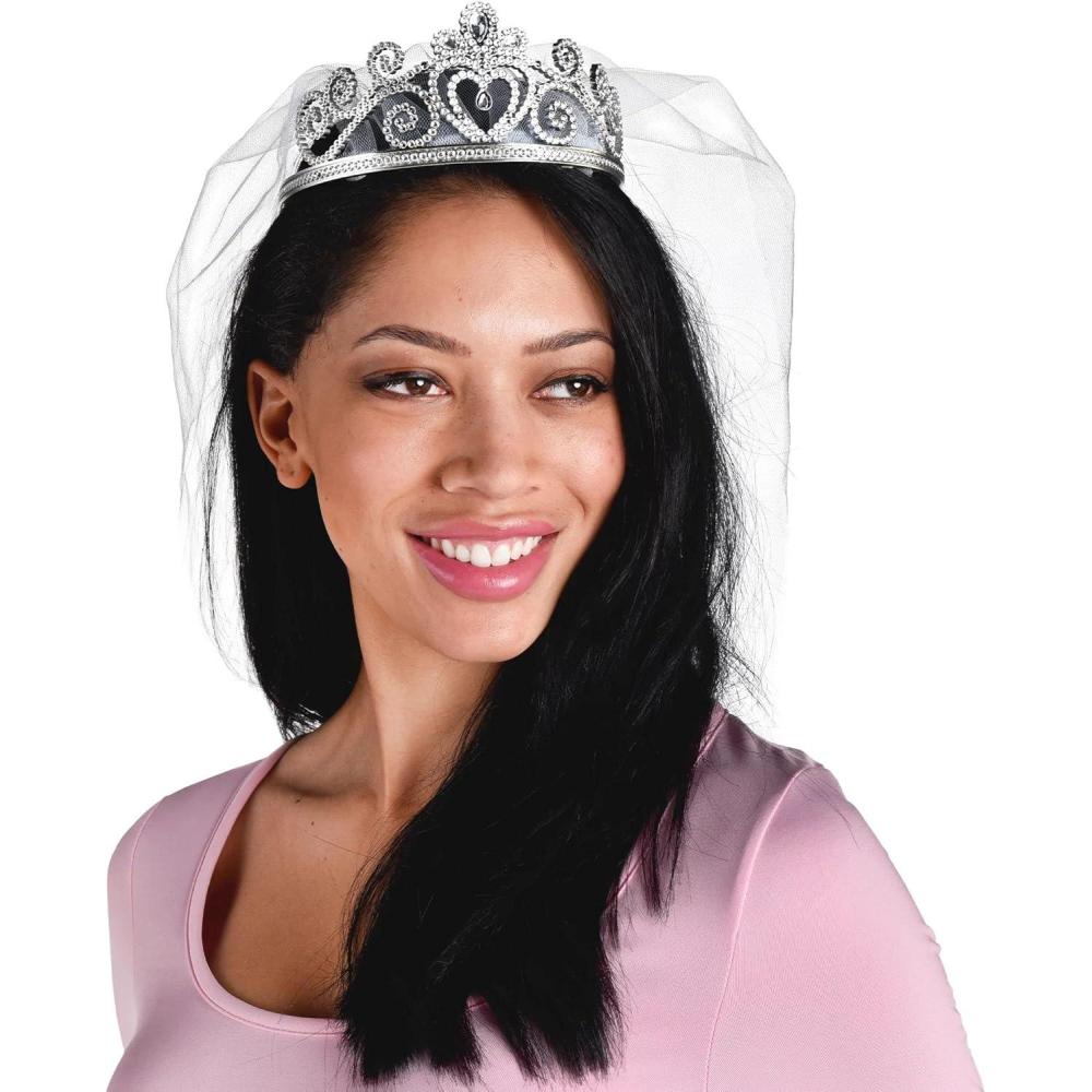 imageSilver Bride Veiled Tiara 55quot x 55quot x 35quot  1 Pc  Exquisite Design Perfect Accessory for Weddings Bridal Showers ampamp Romantic Engagement Parties