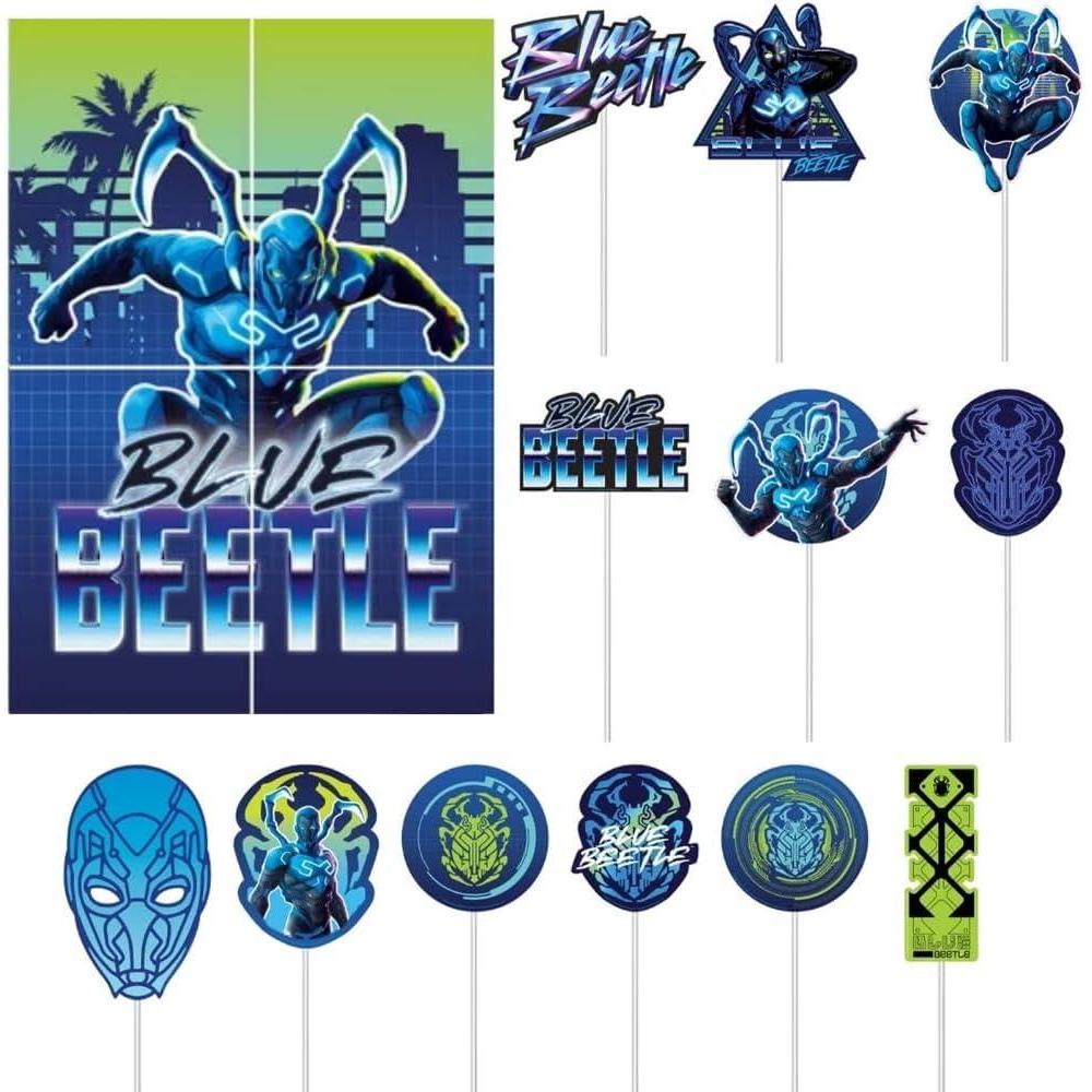 imageSonic Scene Setter with Props Pack of 16 Multicolor Paper ampamp Cardstock Decorations Ideal for Themed Parties Events ampamp CelebrationsBlue Beetle