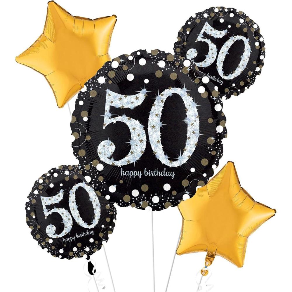 imageSparkling Celebration 50th Birthday Foil Balloon Bouquet 5pc