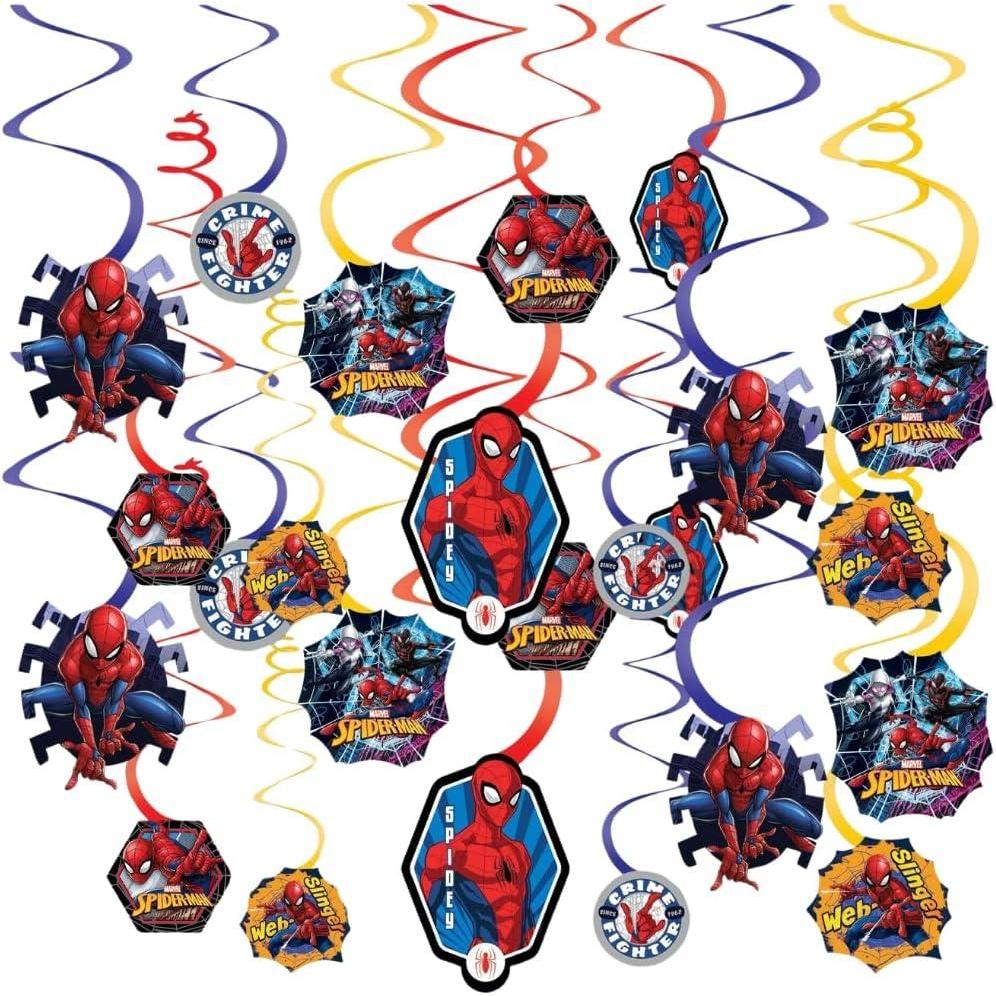 imageSpiderMan Webbed Wonder Swirl Value Pack  Set of 12  Ultimate Party Decoration Kit EyeCatching ampamp Easy Setup Swirl Decor