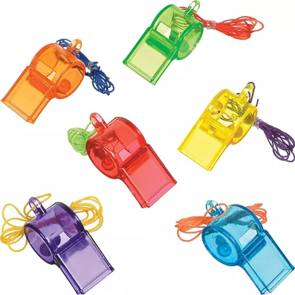 imageSports Whistles Mega Value 225quot x 0875quot Pack of 24 Assorted Color Plastic Whistles Perfect for Coaches Referees and Party Favors