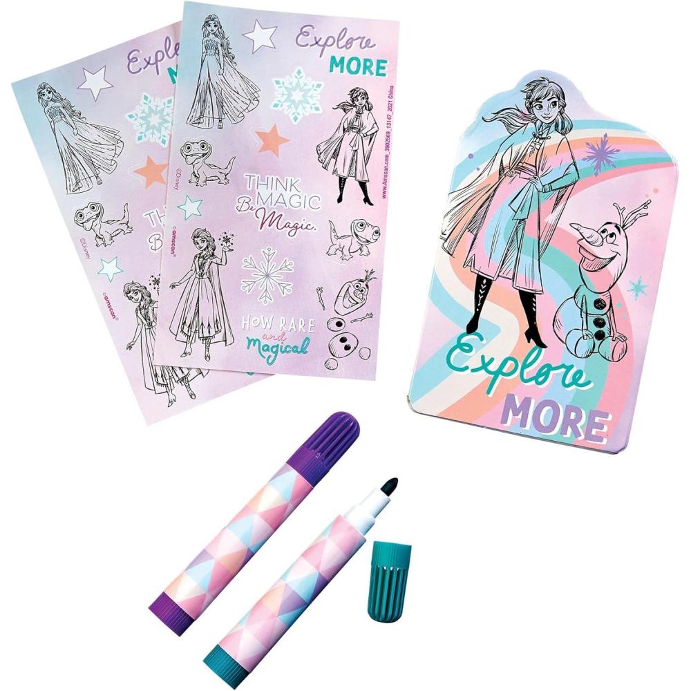 imageStationery Set 5quot x 3quot Pack of 5 Colorful Gluebound Notebook 2 Sticker Sheets ampamp 2 Markers The Perfect Gift for Kids Creative ampamp Fun Learning SpiderManDisney Frozen
