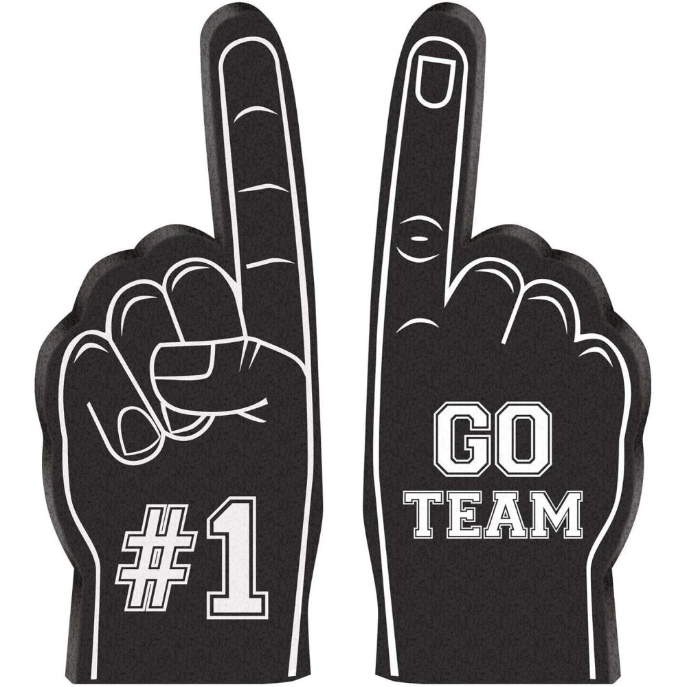 imageamscan Mini Foam Finger  Black  1 Go Team  12 Pcs BlackWhite 5125quot