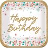 imageAmscan Happy Birthday Paper Square Plates  White  Pack of 18 9quot9