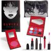 imageRubies Officially Licensed Elvira Makeup Kit  Complete Makeup Set Eyeshadow Palette Lipstick Lip Gloss Black Eyeliner Blush Makeup Bag Premium Halloween Make Up for Adults Costume Makeup Kit