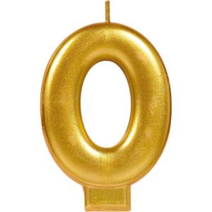 Amscan #0 Metallic Birthday Candle | Gold | Party Supply | 1 piece