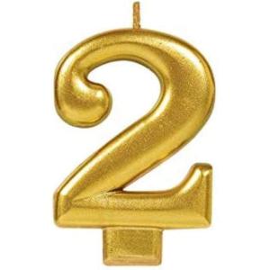 Amscan #2 Metallic Birthday Candle | Gold | Party Supply | 1 piece