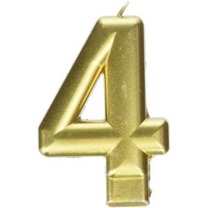 Amscan #4 Metallic Birthday Candle | Gold | Party Supply | 1 piece