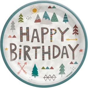 Amscan 542706 Happy Cake Day Plate, 7-inch Diameter, Pink(Wilderness)