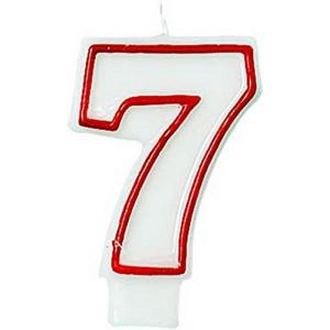 Amscan Bold Red & White Flat Molded #7 Candles – 3-Inch, 1 Piece – Eye-Catching Design – Perfect for Celebrations & Anniversaries(#7)