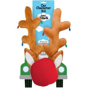 Amscan Festive Reindeer Car Kit – 16″ & 8″ (Pack of 3) – Multicolor Plush Antlers & Nose – Transform Your Vehicle for The Holiday Season(Pack of 3)