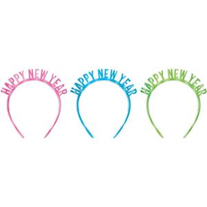 Amscan Happy New Year Glittery Headbands – 6.1″ x 5.75″ | Plastic | Pack of 1(Pink  Blue  & Green)