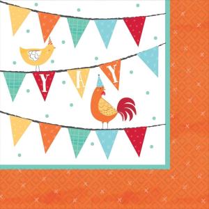 Amscan Let’s eat cake Paper Party Napkins – 5″ x 5″ | Green | Pack of 16(Barnyard Birthday)