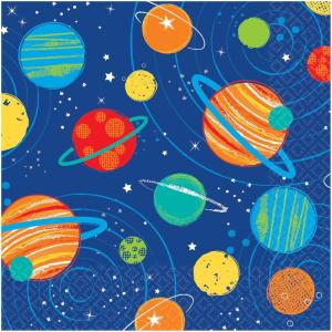 Amscan Let’s eat cake Paper Party Napkins – 5″ x 5″ | Green | Pack of 16(Blast Off Birthday)