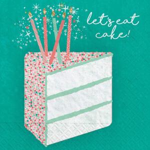 Amscan Let’s eat cake Paper Party Napkins – 5″ x 5″ | Green | Pack of 16(Happy Cake Day)